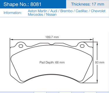 Pagid Racing Brake Pads 8081